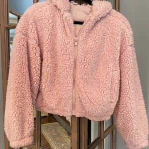 Favlux Fashion Hooded Zipper Blush Teddy Jacket (Small)